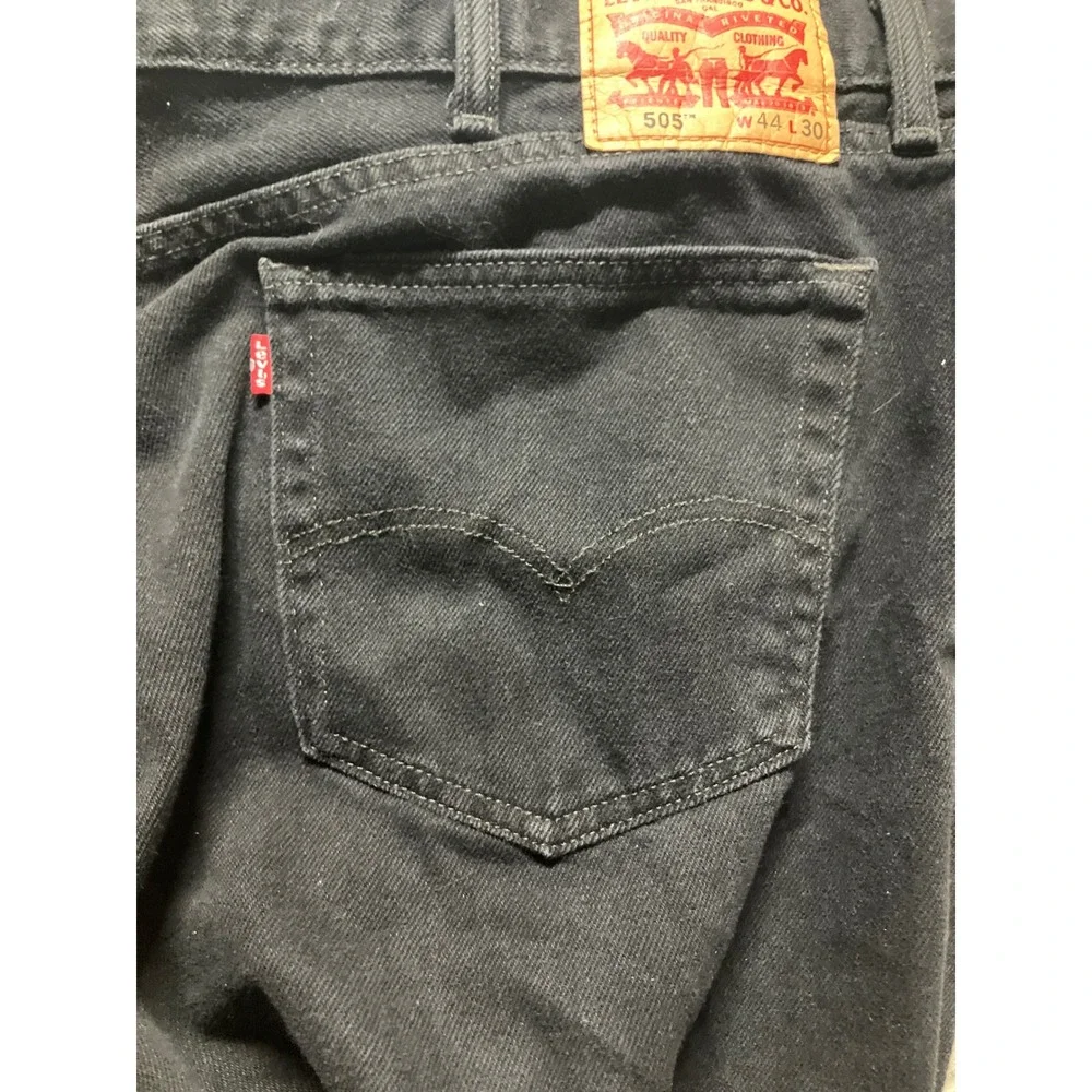 Levi Strauss 505 Black Denim Jeans Mens W44‎ L30 Straight Leg
